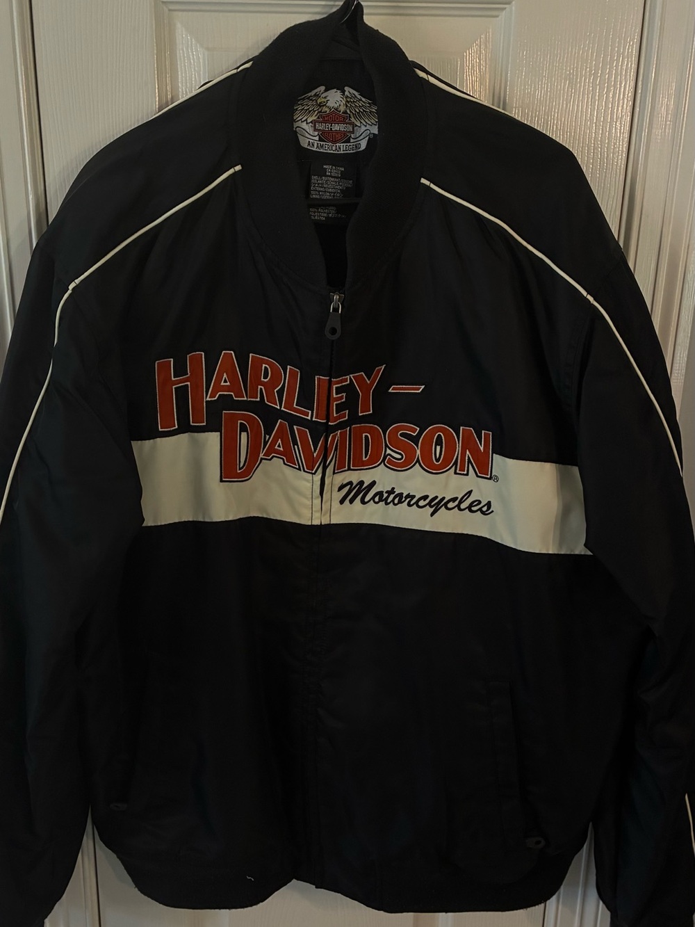 Harley-Davidson Men's Black & White Racing Jacket Fully Lined